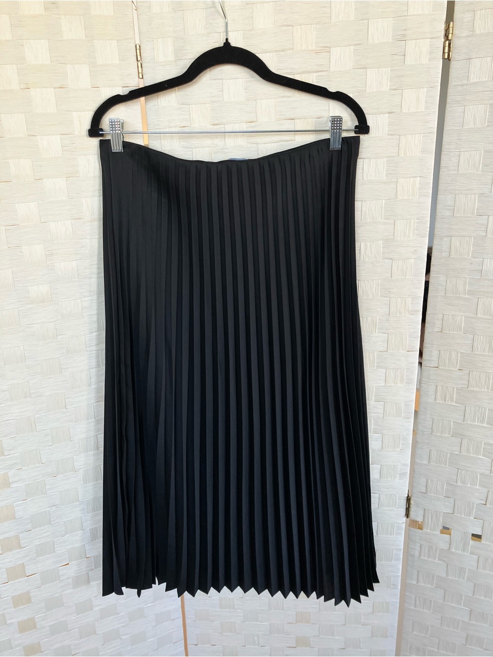 J. Crew Black Pleated Midi Skirt